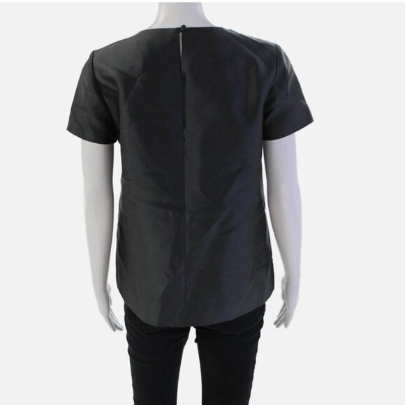 J. Crew Collection Wool-silk Twill Top Shirt Grey 6 - Picture 4 of 8